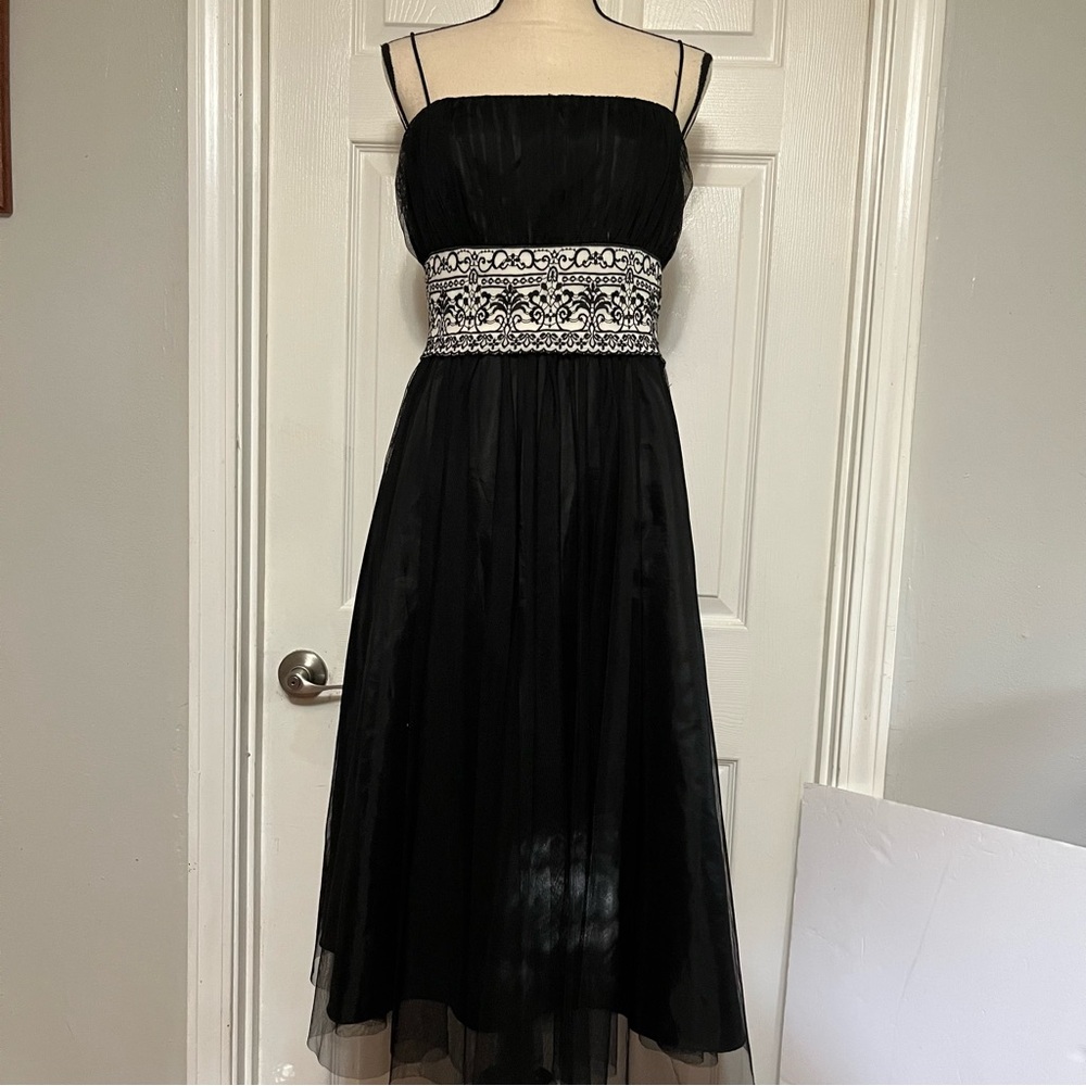 Vintage Tess Black/White Spaghetti Strap Dress (14)